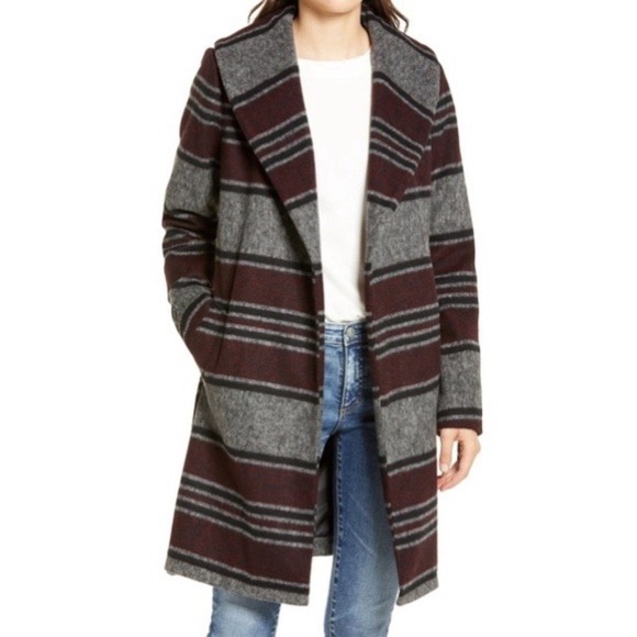 Treasure & Bond XXL Striped Blanket Wrap Coat Wool Blend Oversized Classic NEW - Picture 1 of 13